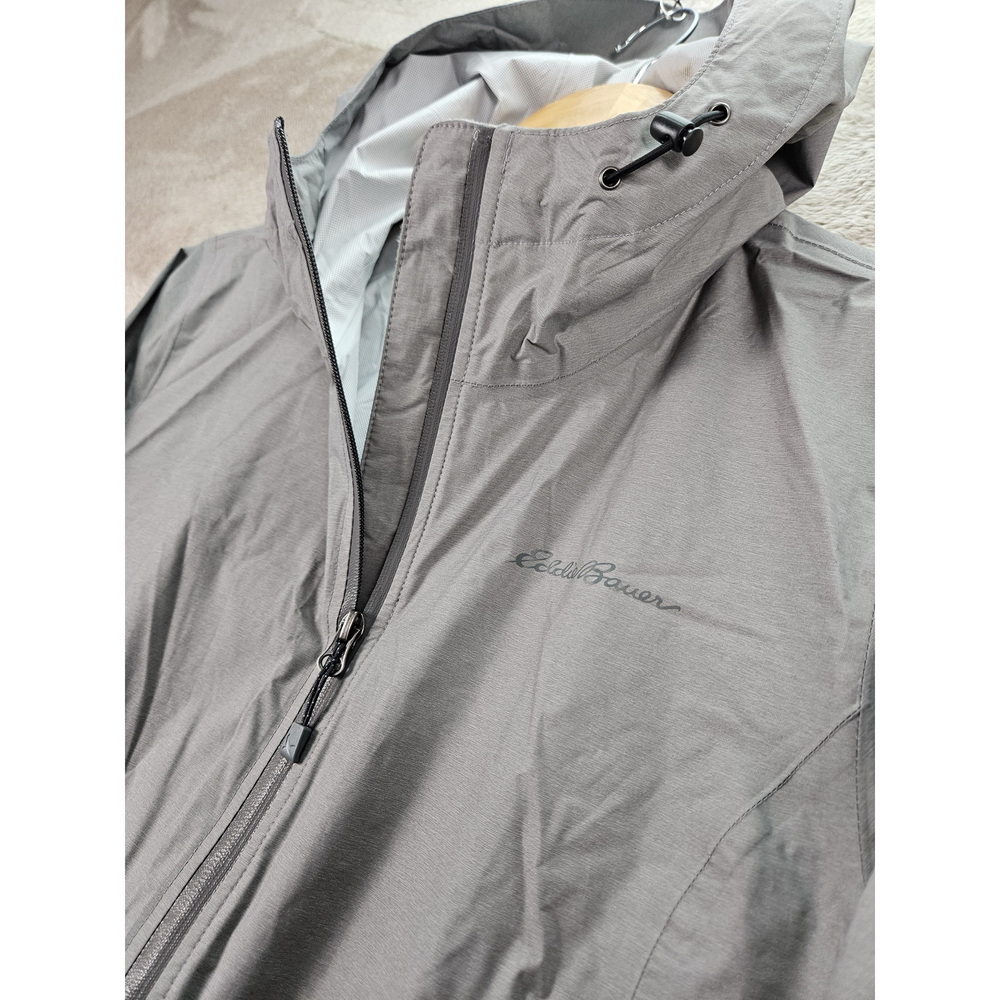 Eddie Bauer Hooded Rain Jacket Gray Full-zip Windbreaker Outdoor Waterproof - Picture 3 of 10